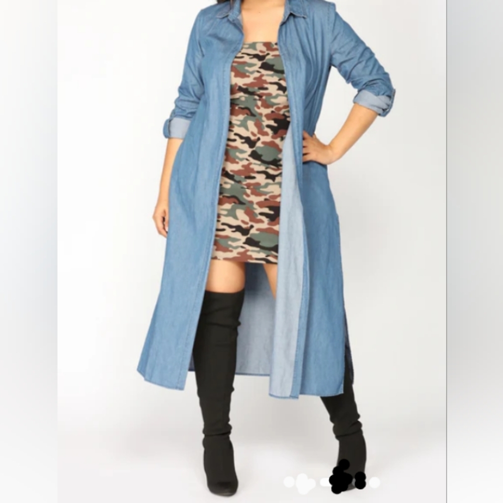 Fashion Nova Women's Duster Jacket - Medium Wash - Size XS